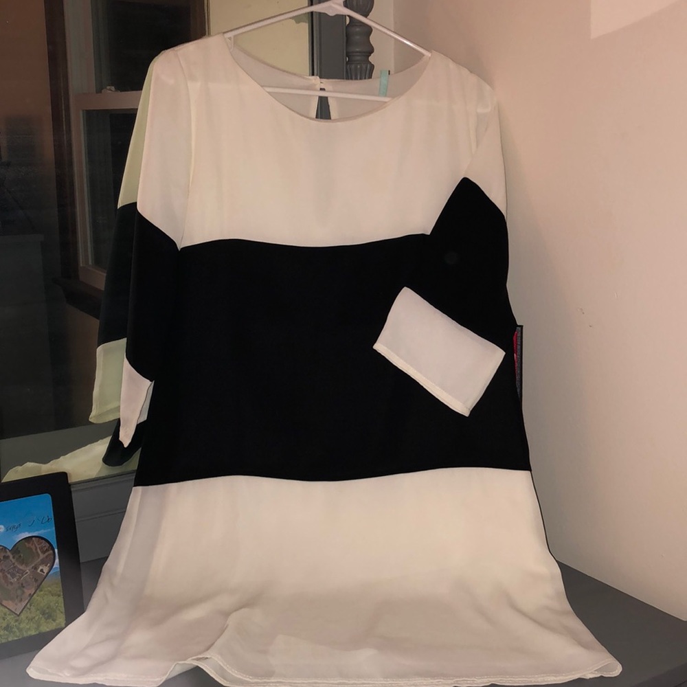 Black & white color block dress